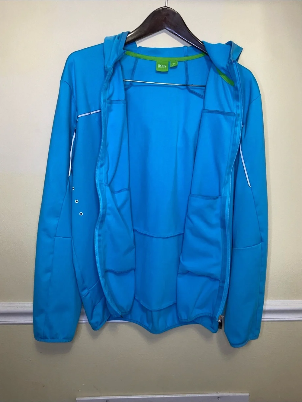 Hugo Boss Men Green Label Sorajo Full Zip Golf Hoody Sweatshirt Blue Size XL